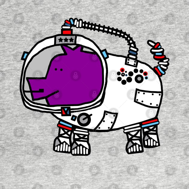 Astronaut Space Pilot Sci Fi Purple Pig by ellenhenryart